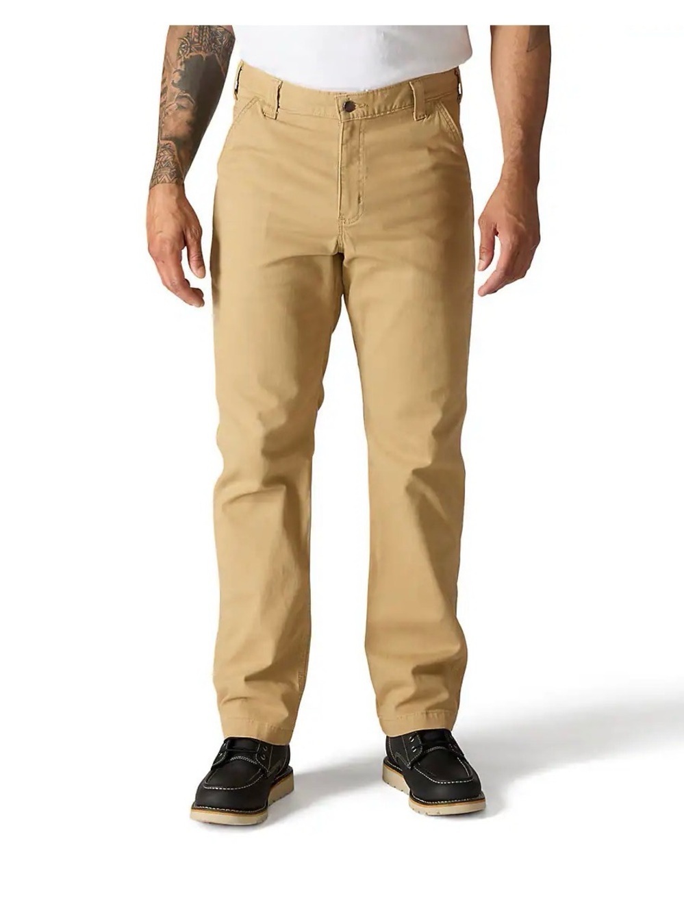 Carhartt Rugged Flex Relaxed Fit Canvas Work Pants Dark Khaki 33x34 EUC BN2291-M